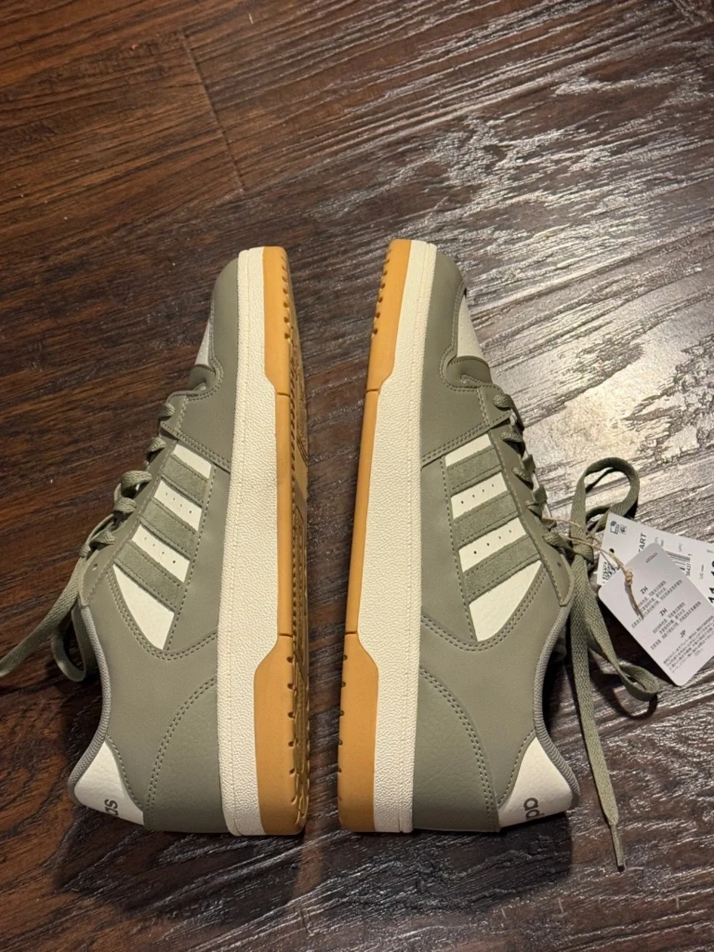 adidas New Low-Top Sneakers in Olive and Cream
